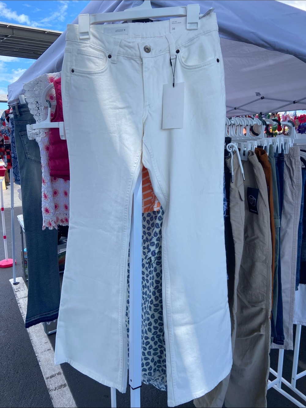 Zara White Flare Jeans - Wide Leg